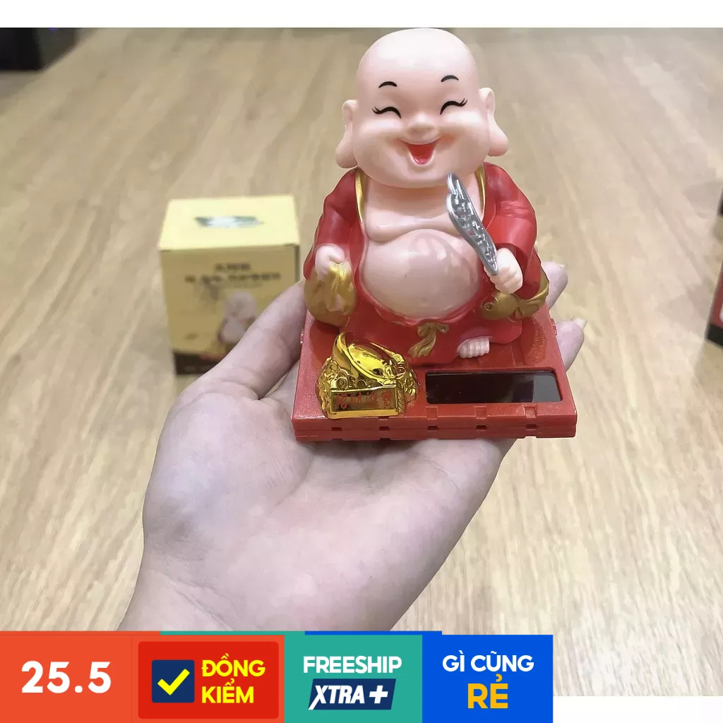 Tượng Phật Di Lạc trang trí xe ô tô sử dụng năng lượng mặt trời tượng phật mini trang trí bàn làm việc tượng phong thủy