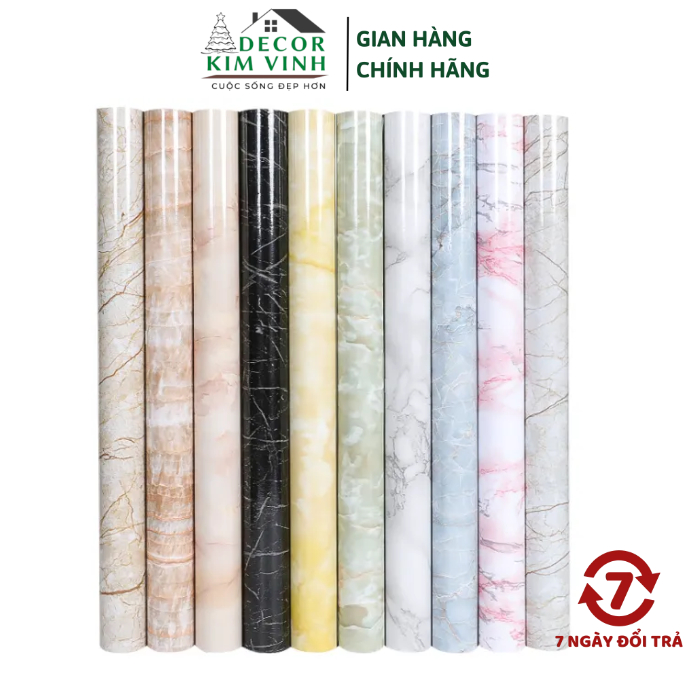 Decal Giấy Dán Tường Decor Kim Vinh Mẫu Giả Đá Hoa Cương Giá 1 Mét Dài Khổ Rộng 60cm Keo Sẵn