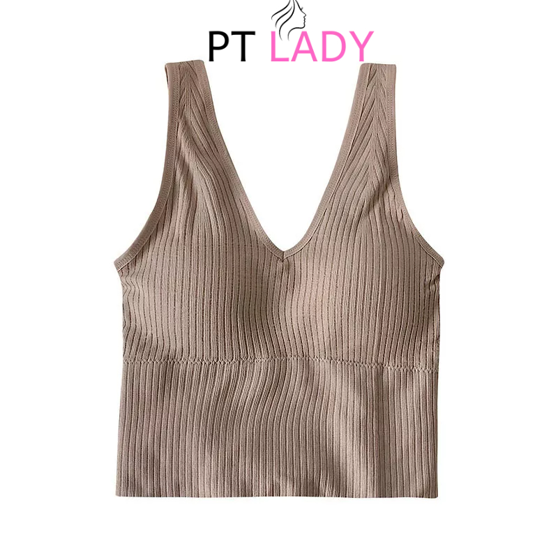 Áo bra thể thao gân tăm cổ chữ U dáng dài thiết kế tinh tế, mang lại cảm giác thoải mái BRA 802 PT Lady