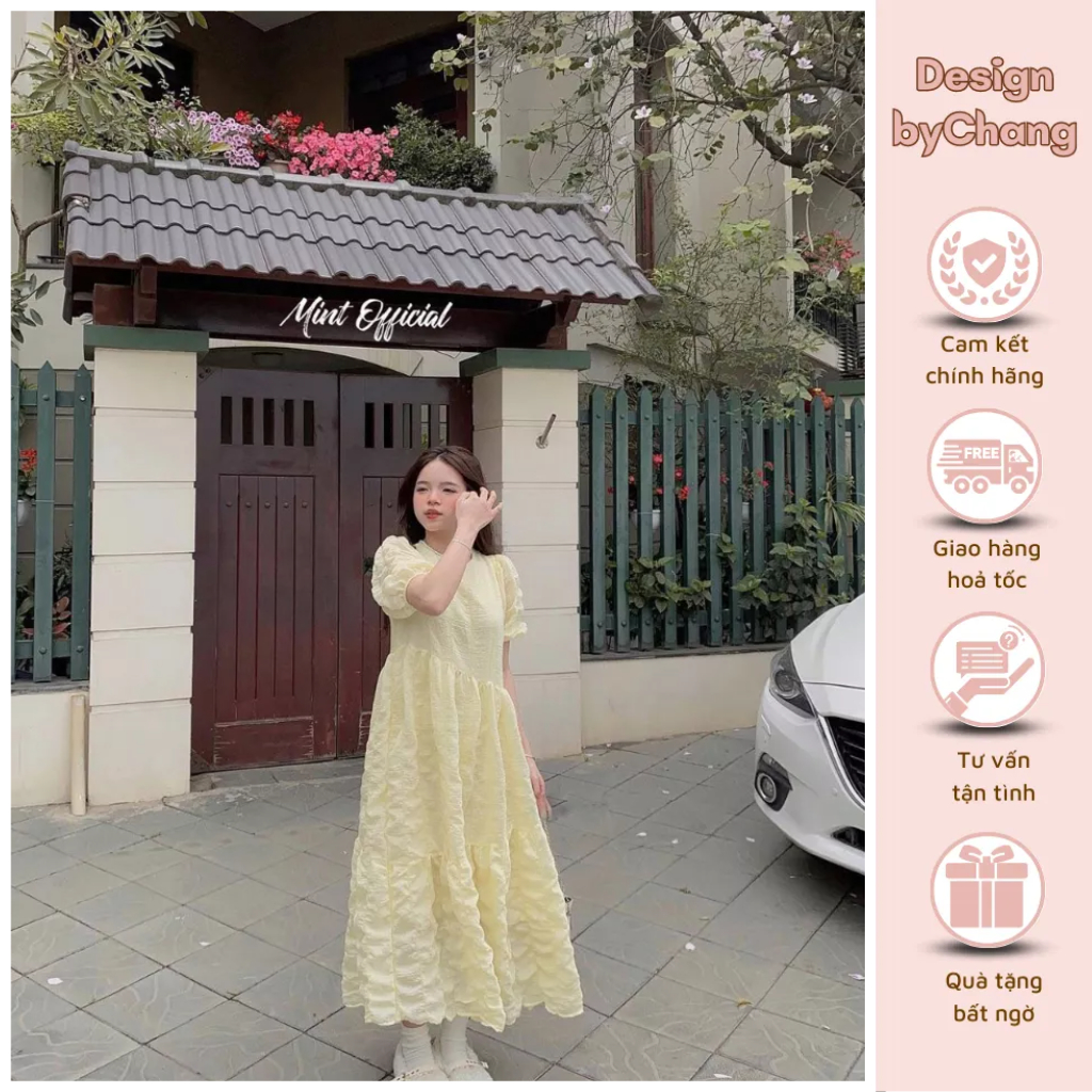 Váy babydoll dáng dài tiểu thư độc lạ xinh xắn, nhí nhảnh dễ thương phù hợp mùa hè