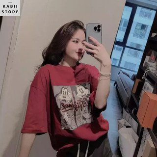 Set áo phông đỏ hình Mickey mix quần giả váy rút dây KABII