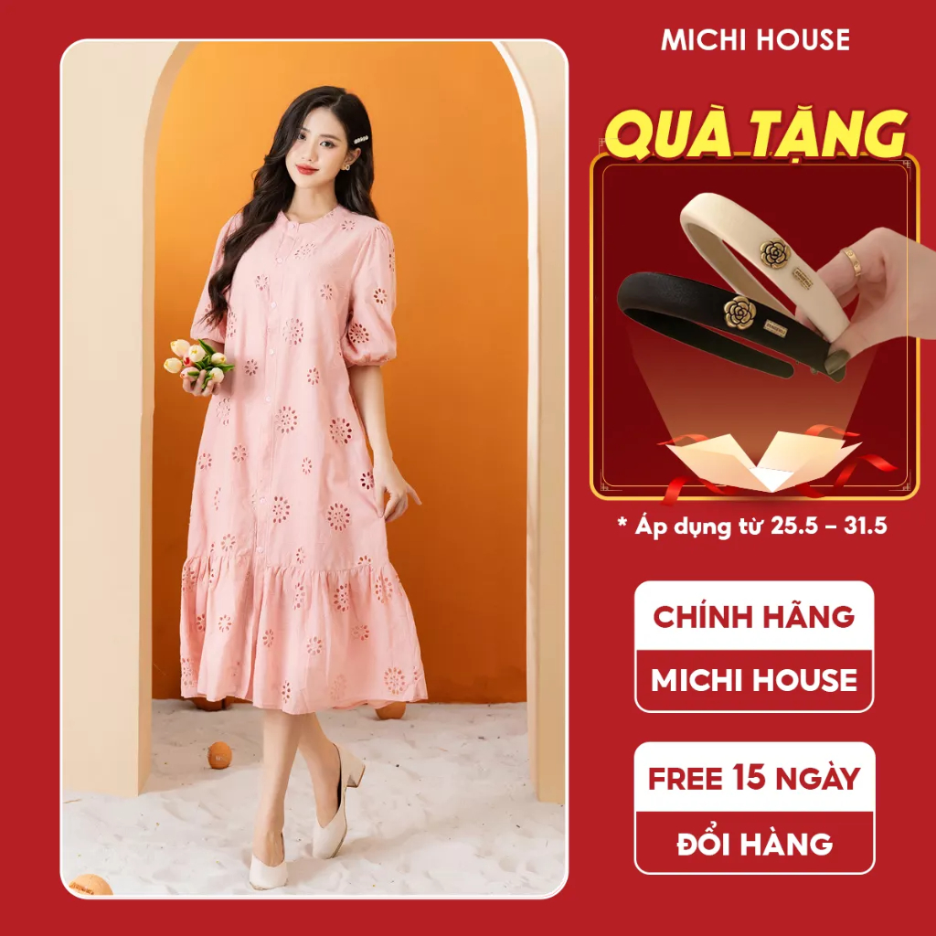 Đầm Suông Đuôi Cá Michi House Váy Xuông Đuôi Cá Dáng Dài Qua Gối Đi Biển Du Lịch Freesize Bầu Mặc Xinh V619