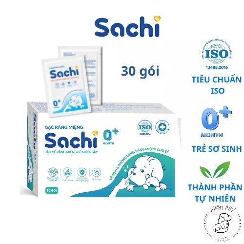 [Có tách lẽ] Hộp 30 gói Gạc rơ lưỡi, vệ sinh răng miệng cho bé SACHI