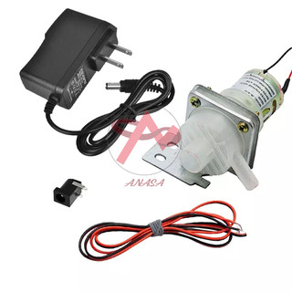 Combo Máy Bơm Mini (Máy Bơm Mini 12V Trắng, Nguồn 12V-1A, 1 Jack DC Cái, 2m Dây Điện Đỏ-Đen)