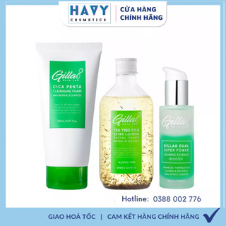 Bộ 3 Chăm Sóc Da GILLA8 Skinlab Giảm Mụn Cấp Tốc (Srm 150ml, Toner 300ml, Serum 50ml)