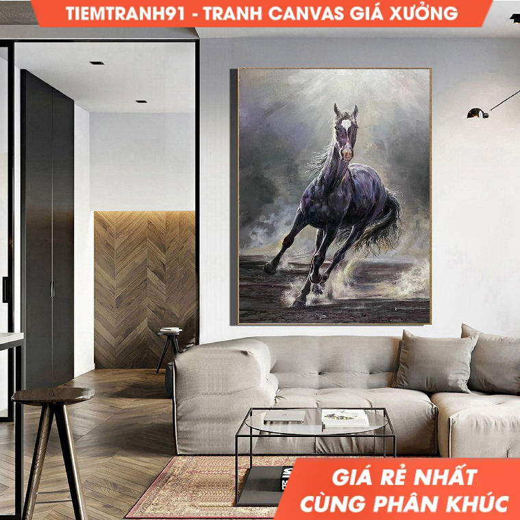 Tranh treo tường, Original Black Horse Painting Horse Abstract Painting Large Canvas Art Horse Art P