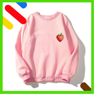 Áo sweater nỉ in hình trái dâu nhiều màu lựa chọn