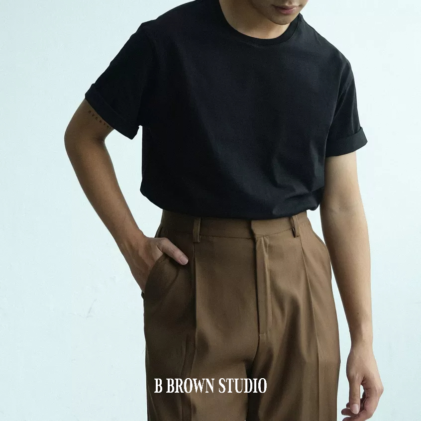 Áo phông trơn B Brown, form regular, mặc hàng ngày, chất liệu cotton thoáng mát