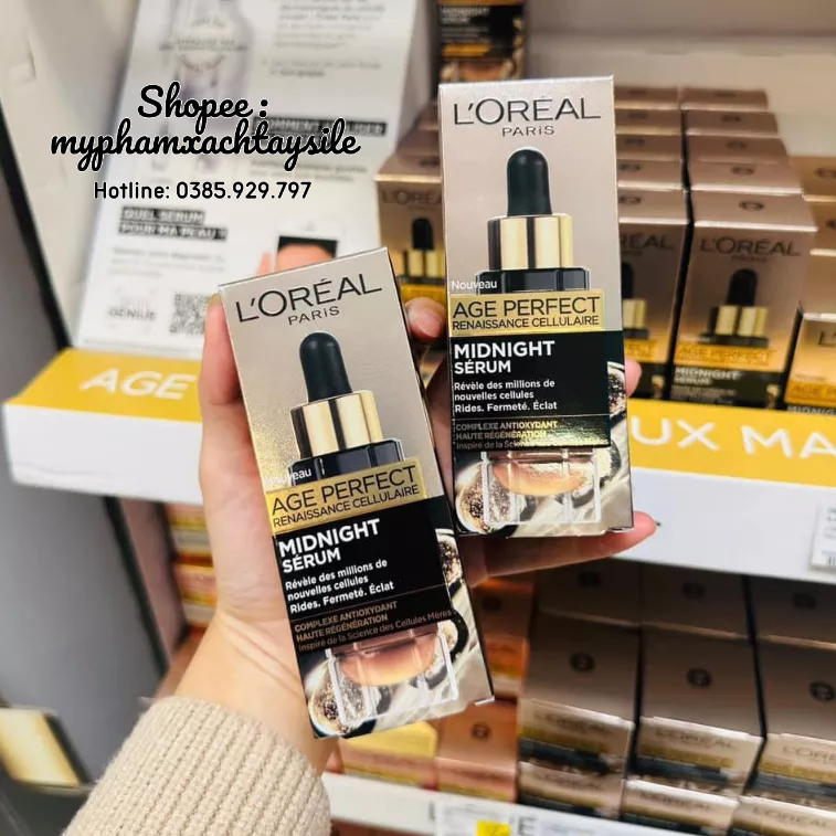 Serum Dưỡng Đêm Chống Lão Hóa, Chống Nhăn, Giảm Thâm, Nám L'oreal Age Perfect Midnight 30ML - HUYẾT THANH TẾ BÀO GỐC