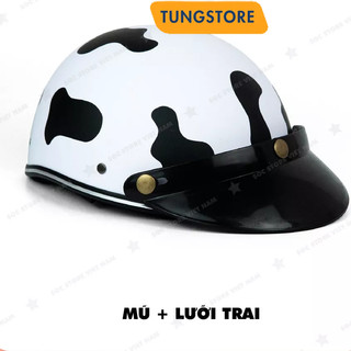 Mũ bảo hiểm bò sữa cute kèm lưỡi trai
