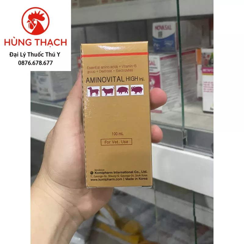 AMINOVITAL High Inj 100ml cung cấp các acid amin thiết yếu cho vật nuôi chăm sóc vật nuôi