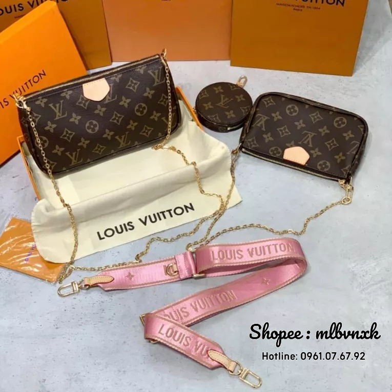 ẢNH THẬT / FULL 2 BOX - Set Túi LV 3 Chi  Tiết - LOUIS VUITTON 3 MÓN