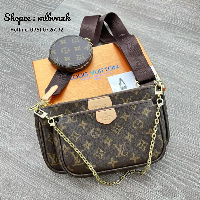 ẢNH THẬT / FULL 2 BOX - Set Túi LV 3 Chi  Tiết - LOUIS VUITTON 3 MÓN