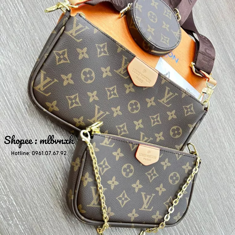 ẢNH THẬT / FULL 2 BOX - Set Túi LV 3 Chi  Tiết - LOUIS VUITTON 3 MÓN