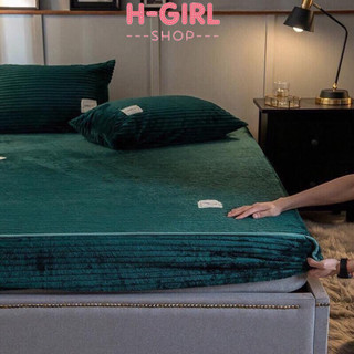 Bộ Ga kèm Vỏ Gối Nỉ Nhung Kẻ Tăm Siêu Mềm Mịn