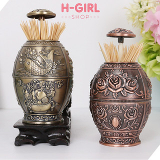 Lọ đựng tăm đồng,vàng,bạc giả cổ phong cách hoàng gia