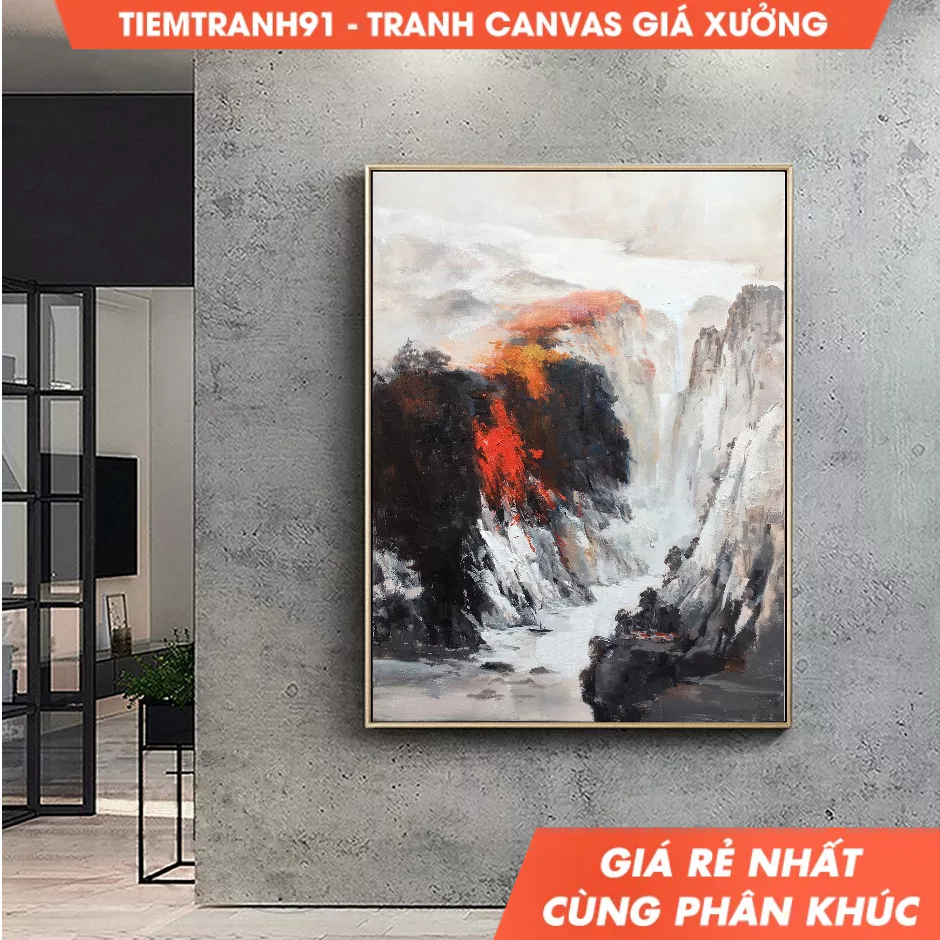 Tranh treo tường, Original landscape painting,Large mountain landscape painting on Canvas,Sky oil pa