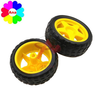 Bánh xe Robot màu vàng 65mm dùng cho động cơ giảm tốc mini 3V-9V chế xe mô hình tự hành
