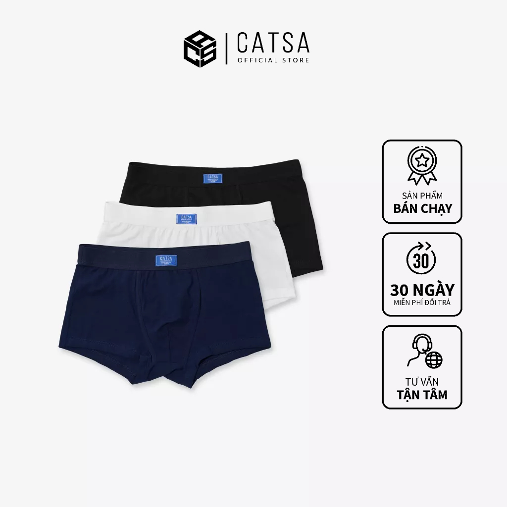Quần lót BOXER nam vải thun cotton tự nhiên co giãn, thấm hút mồ hôi CATSA QBX020 - 21 - 22