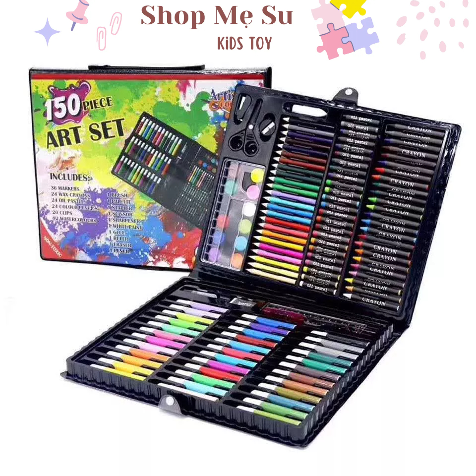 Hộp màu 150 chi tiết cho em bé yêu thỏa sức sáng tạo, màu đẹp, sắc nét, không độc hại