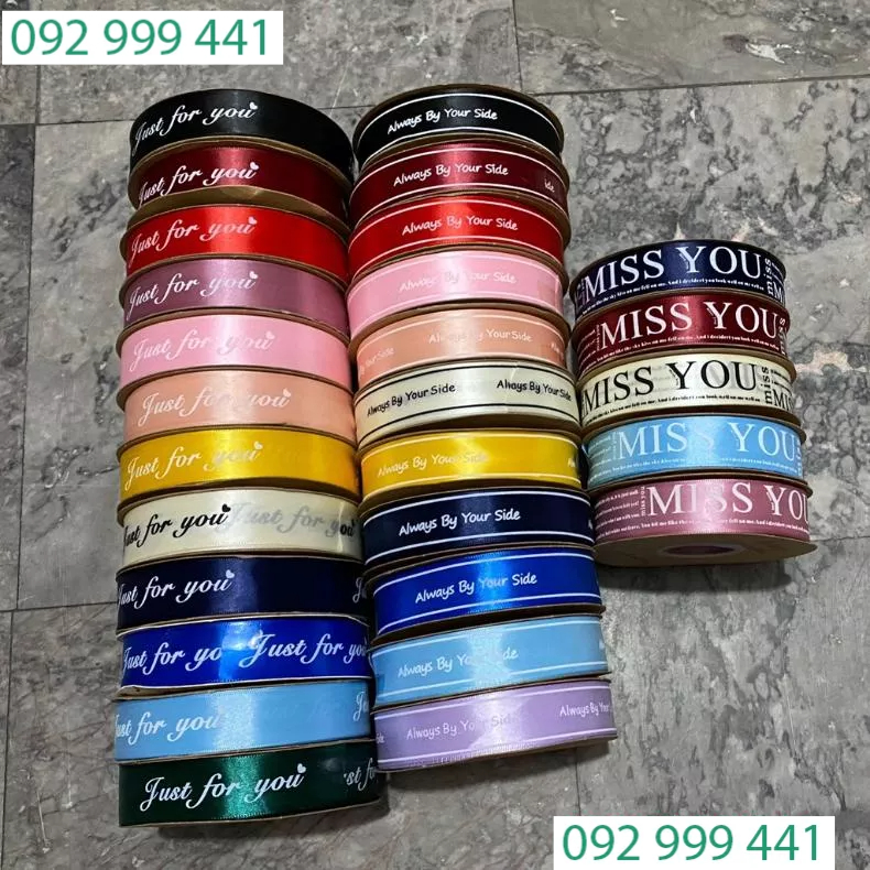 Ruy băng chữ 2.5cm - Ruy băng làm nơ, gói hoa