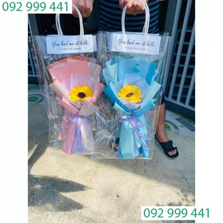 Túi kiếng trong suốt đựng hoa, quai giấy đủ 3 size