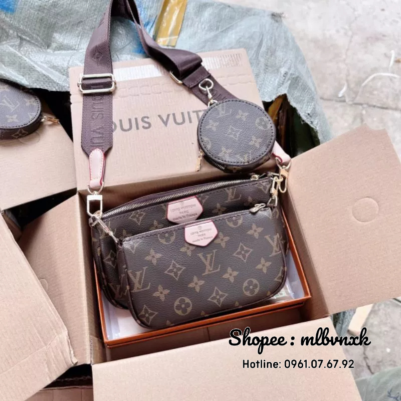 ẢNH THẬT / FULL 2 BOX - Set Túi LV 3 Chi  Tiết - LOUIS VUITTON 3 MÓN