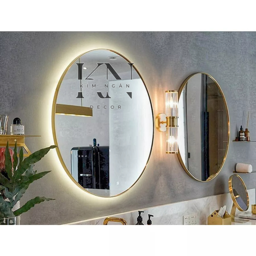 GƯƠNG LED NHIỀU MÀU KHUNG VÀNG SANG TRỌNG