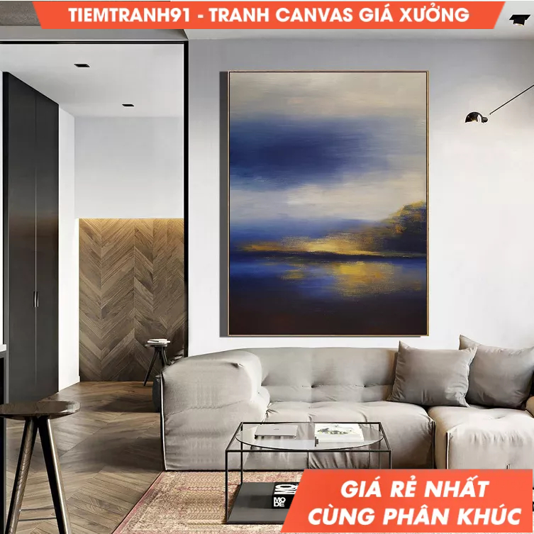 Tranh treo tường, Original Sea Abstract Painting, Blue Ocean Abstract Painting, Large Ocean Painting