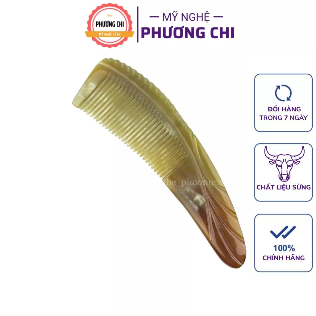 Lược sừng chải tóc gỡ rối tóc chải êm dùng massage đầu, lược chải đầu cực đẹp làng nghề Thụy Ứng | Mỹ nghệ phương chi