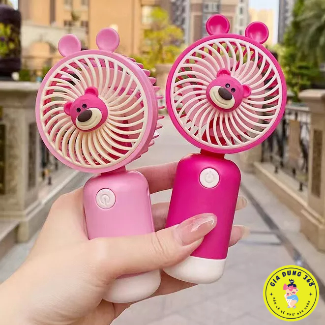 Quạt Tích Điện Mini Cầm Tay Gấu LOTSO,Trái Cây Hoạt Hình Cute