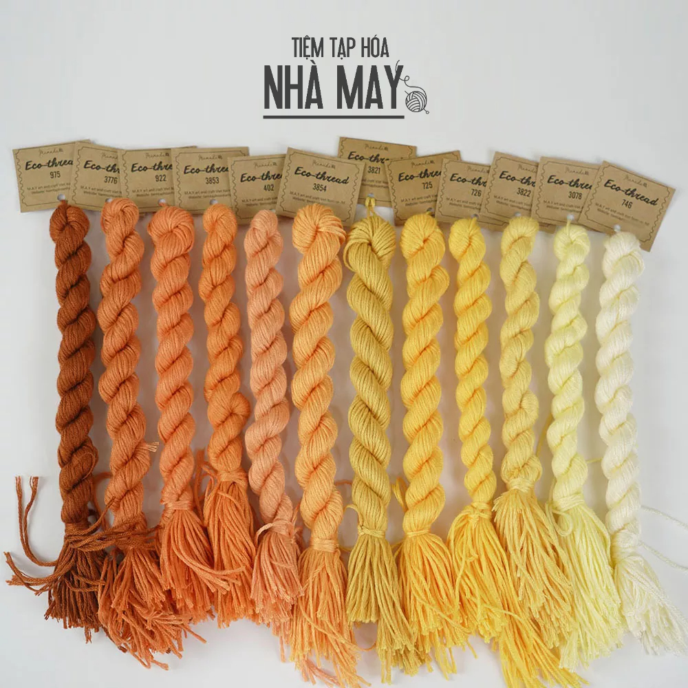 Chỉ thêu Eco-thread nhuộm sinh học  bảng màu vàng cam Tiệm Tạp Hóa Nhà May