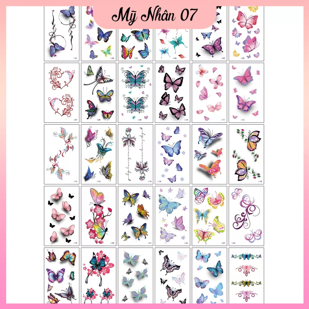 Hình xăm dán Mini Tattoo chống thấm nước 15 ngày không trôi Hottrend hình hoa, hồ điệp, biểu tượng - Mỹ Nhân 07