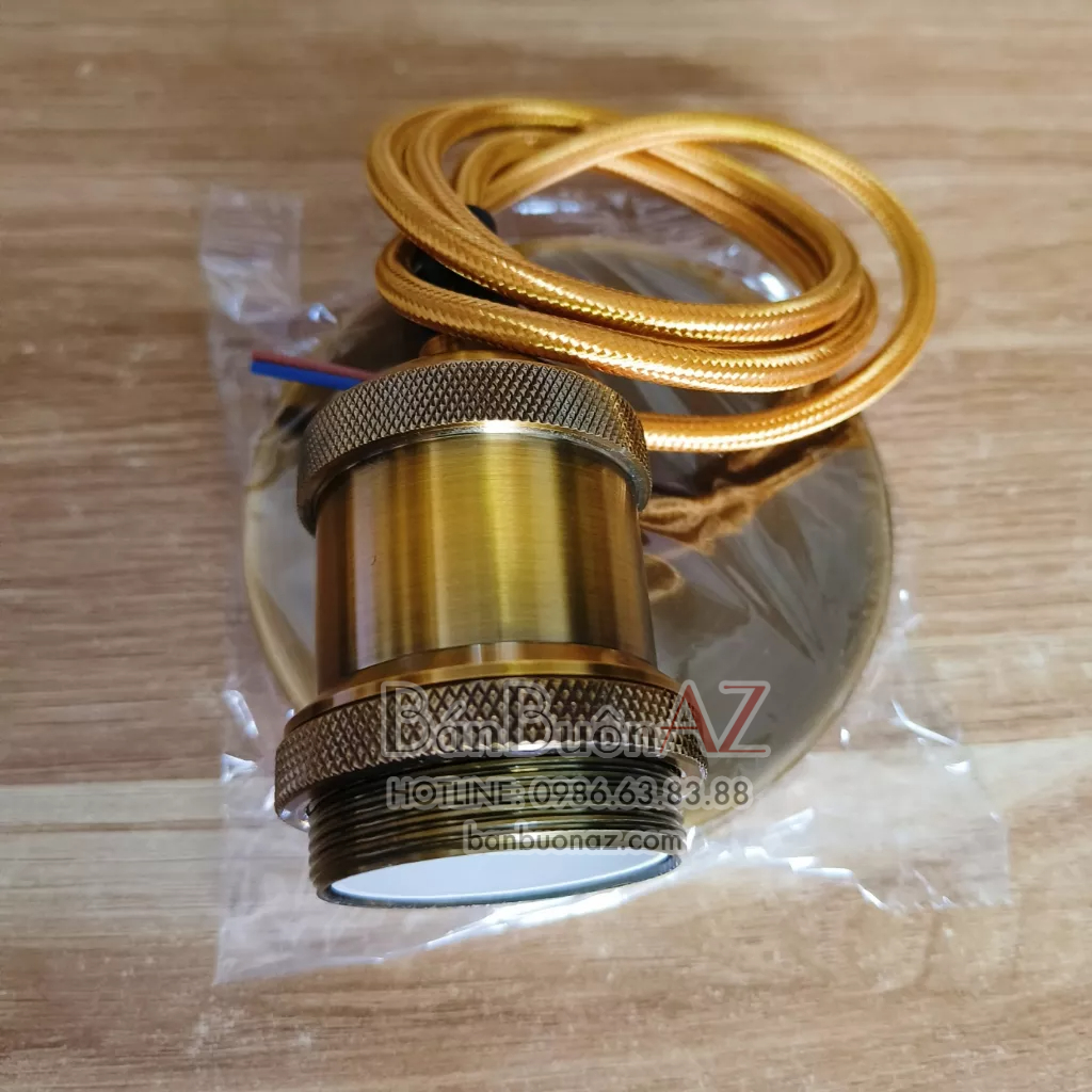 Đui thả đui đèn bằng hợp kim mạ crom, dây thả bóng đèn e27 cao cấp