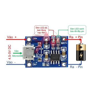 Mạch Sạc Pin Lithium 4.2V TP4056 1A Micro USB (dùng cho pin 18650)