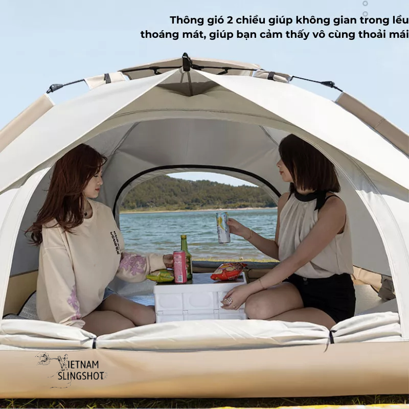Lều cắm trại du lịch tự bung dành cho 3-5 người, chống thấm nước, chống nắng tốt, thông gió mát mẻ [DCP27]
