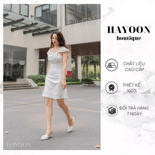 Đầm Công Sở HAYOON Thiết Kế Cách Điệu Cổ Tròn Tôn Dáng Và Thanh Lịch Mẫu Mới 2023
