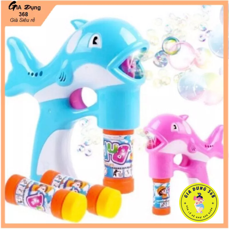 Đồ chơi súng tạo bong bóng, hình cá heo size lớn. chất liệu an toàn cho bé - soleilshop