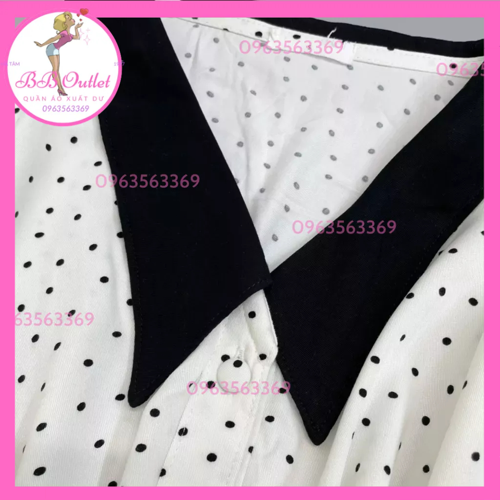 Váy lanh chấm bi xuất dư - lanh lóng chéo siêu xịn