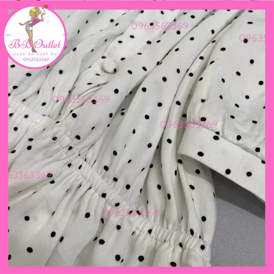 Váy lanh chấm bi xuất dư - lanh lóng chéo siêu xịn