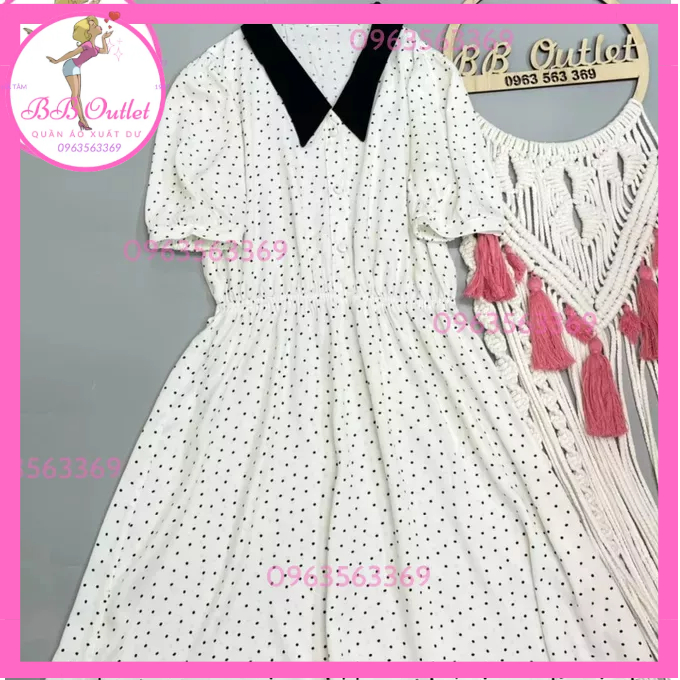 Váy lanh chấm bi xuất dư - lanh lóng chéo siêu xịn