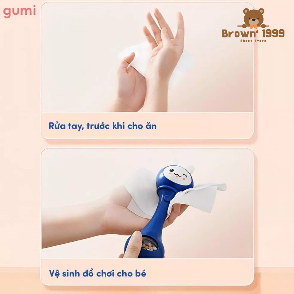 GIÁ SỈ Gói 100 tờ khăn giấy ướt Gumi không mùi cho bé khăn ướt khăn lau em bé