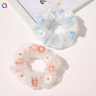Dây cột tóc Srunchies thêu bông hoa xinh xắn Jennie Accessories đồ buộc tóc nữ
