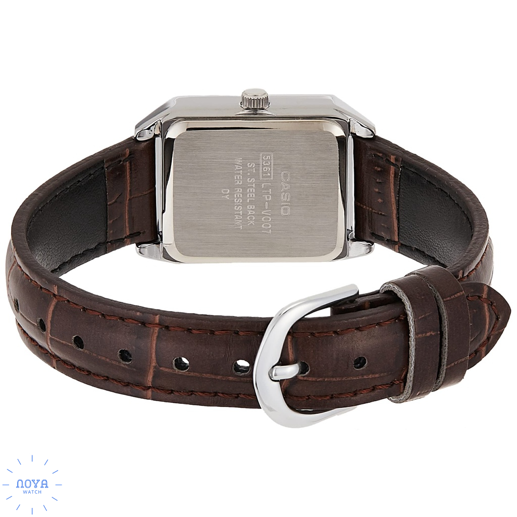 Đồng Hồ Casio Nữ Chính Hãng, Đồng Hồ Casio Tank LTPV007L - 7B2 Dây Da Nâu Fullbox.