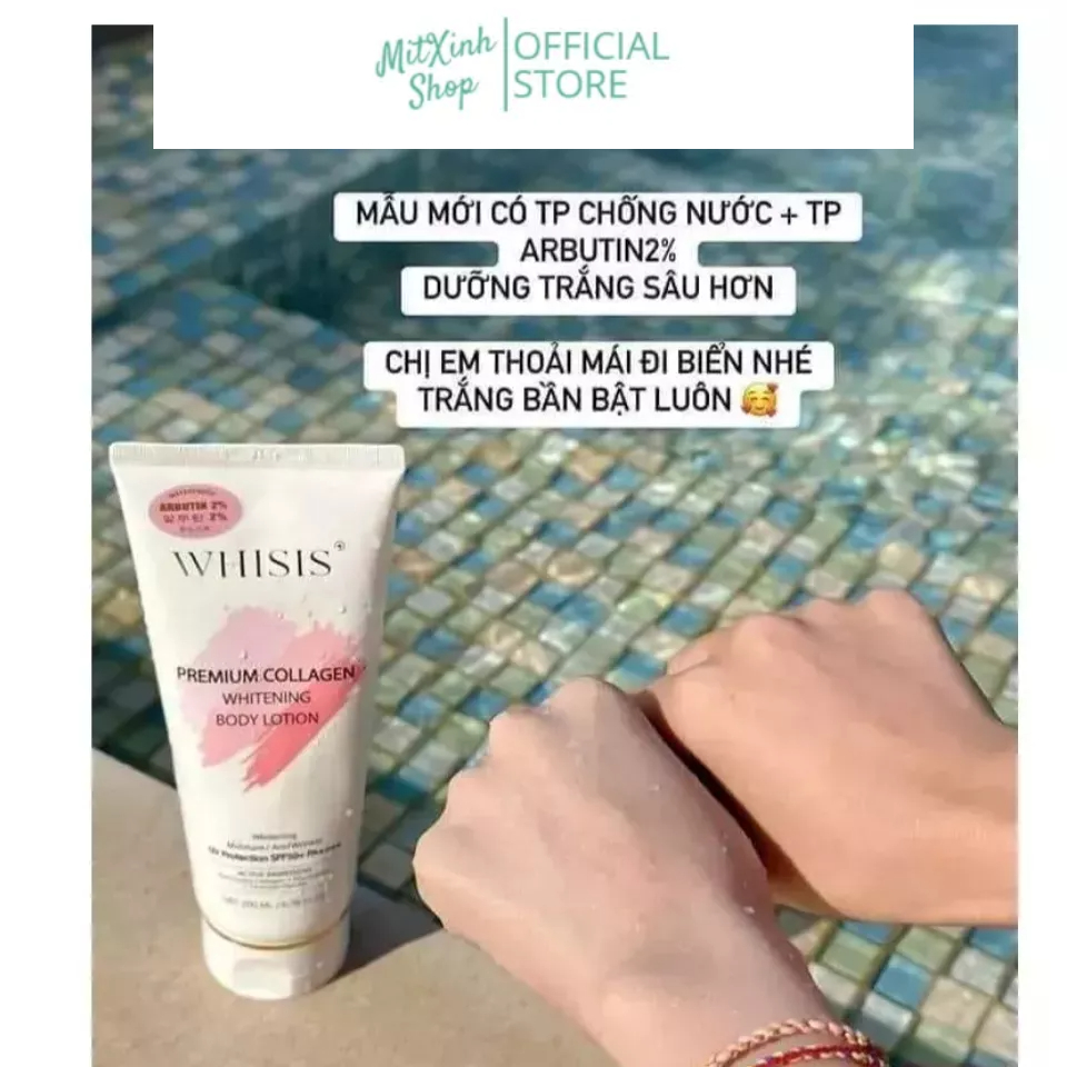Kem Dưỡng Thể Trắng Da WHISIS Chống Nắng - Premium Collagen Whitening Body Lotion 200ml - Mẫu Mới Nhất
