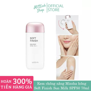 Kem chống nắng Missha hồng Soft Finish Sun Milk Spf50+ Pa+++ 70ml