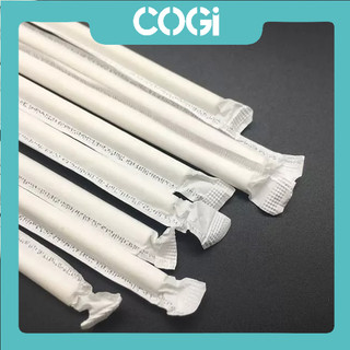 05 Ống hút giấy phi 6 | Phi 8 | Phi 12 cao cấp bọc màng dùng 1 lần COGIGROUP k2