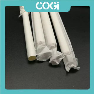 05 Ống hút giấy phi 6 | Phi 8 | Phi 12 cao cấp bọc màng dùng 1 lần COGIGROUP k2