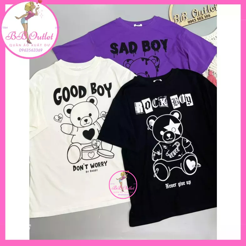 Áo phông gấu xuất khẩu cho nam nữ, áo đội nhóm, đồng phục gia đình