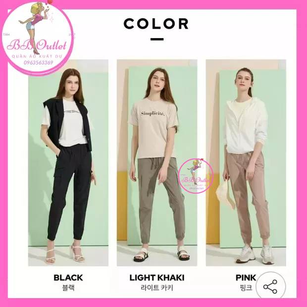Quần gió mềm dáng jogger bo gấu xuất khẩu cho nữ